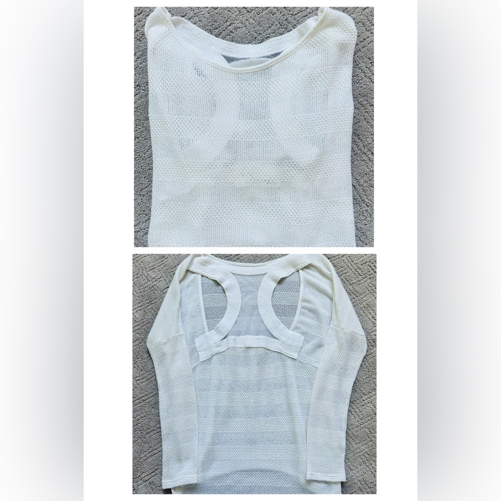 Vintage Havana! White, Light Knit Sweater with Mesh Back Detail